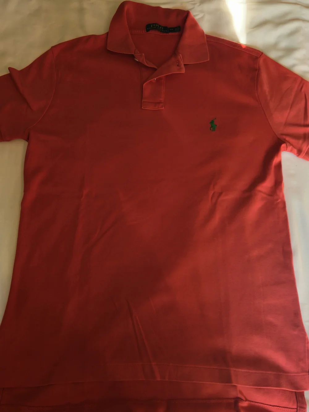 Ralph Lauren Coral Polo with Green Pony Embroidery